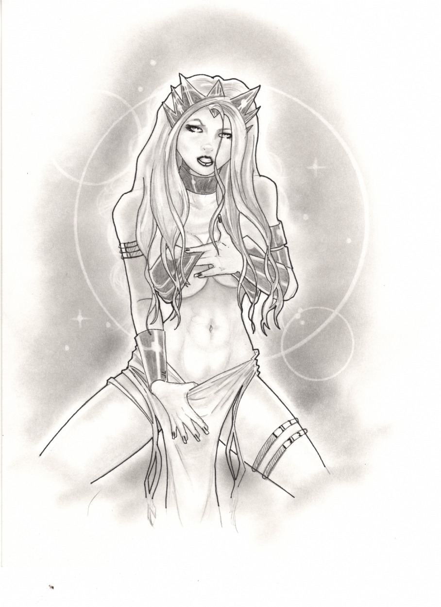 1girls artist_request breasts enchantress_(amora) female female_only loincloth marvel marvel_comics monochrome pelvic_curtain rule34 solo straight_hair thor_(series)
