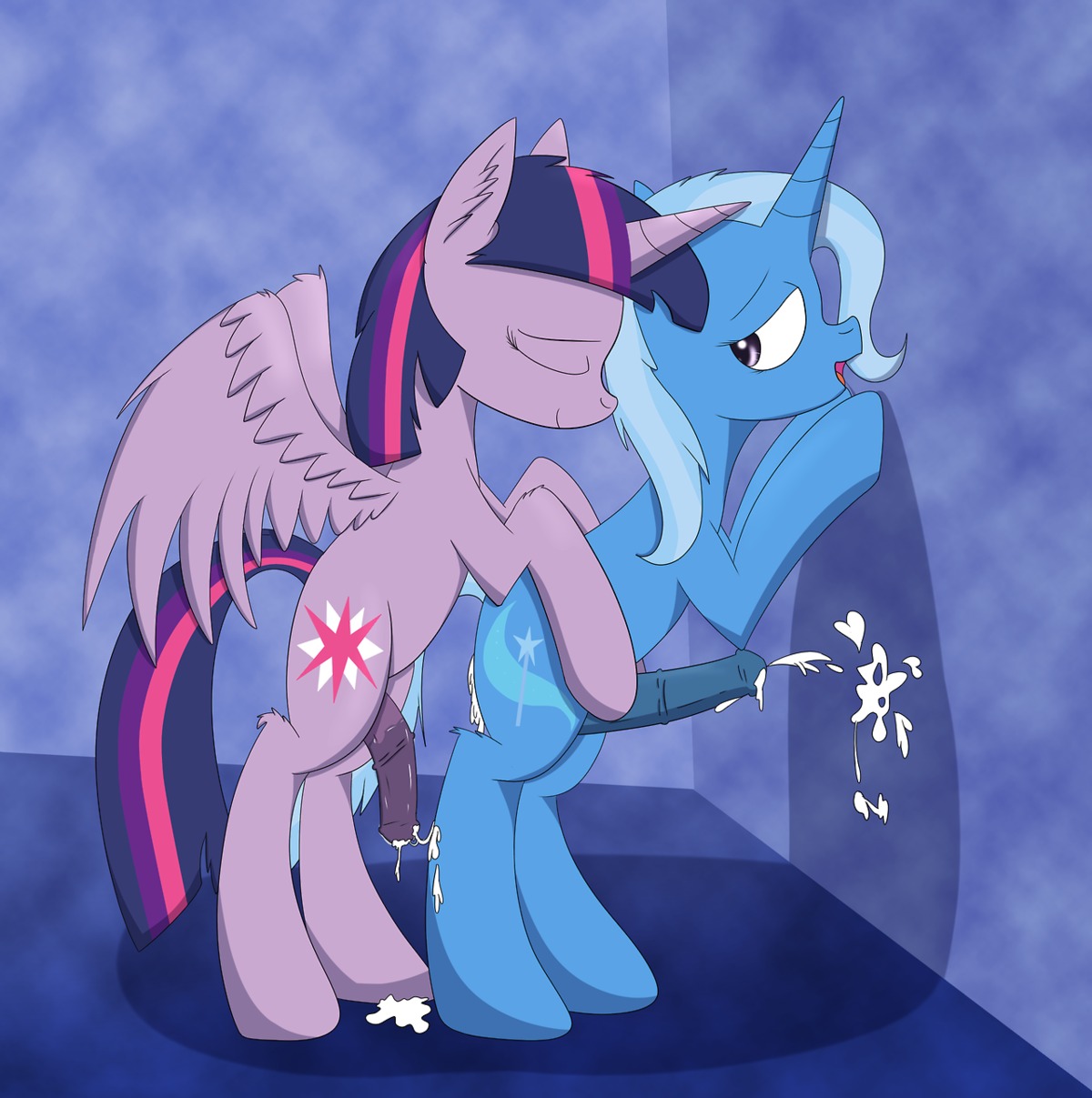 after_sex animal_genitalia animal_penis astra_system blue_body blue_fur bodily_fluids cum cum_in_ass cum_inside cum_on_wall cumshot duo e621 ejaculation equid equine equine_genitalia equine_penis erection feathered_wings feathers feral feral_on_feral flaccid friendship_is_magic from_behind_position fur genital_fluids genitals gynomorph hair hasbro hi_res horn intersex mammal multicolored_hair my_little_pony mythological_creature mythological_equine mythology nude orgasm penis purple_body purple_eyes purple_fur purple_hair sex trixie_(mlp) twilight_sparkle_(mlp) two_tone_hair unicorn winged_unicorn wings