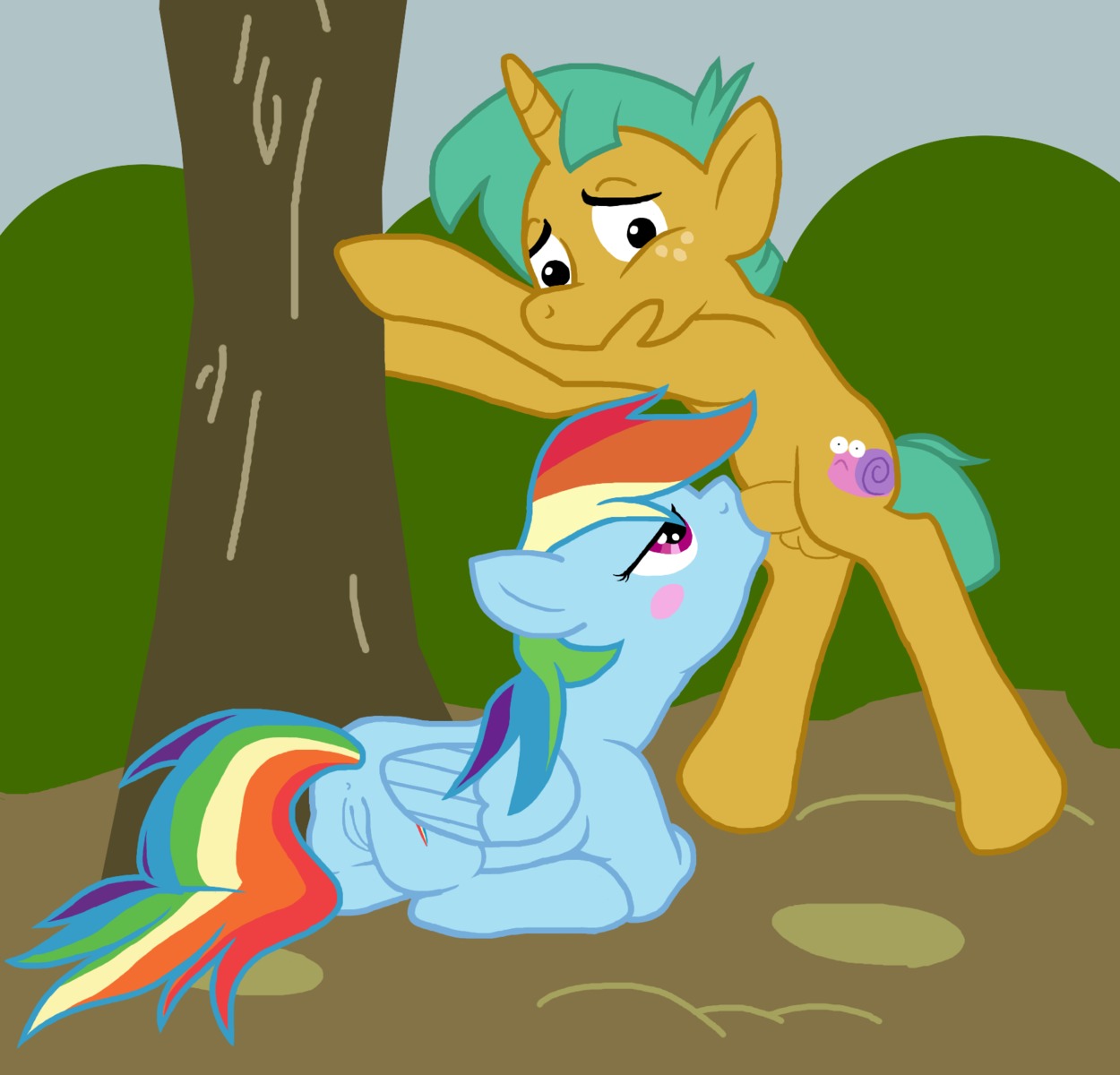 color cutie_mark equine fellatio female feral friendship_is_magic furry furry_only horse male my_little_pony oral pegasus penis pony rainbow_dash_(mlp) rule34 snails_(mlp) straight_hair tail unicorn