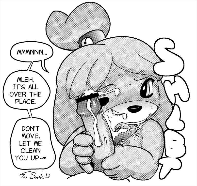 animal_crossing anthro bodily_fluids canid canine canis conditional_dnp cum cum_in_mouth cum_inside cum_on_face disembodied_penis domestic_dog duo e621 english_text erection fellatio female first_person_view genital_fluids genitals heart_symbol human human_pov humanoid_genitalia humanoid_penis insomniacovrlrd isabelle_(animal_crossing) male male/female male_pov mammal monochrome nintendo oral penile penis sex shih_tzu text toy_dog