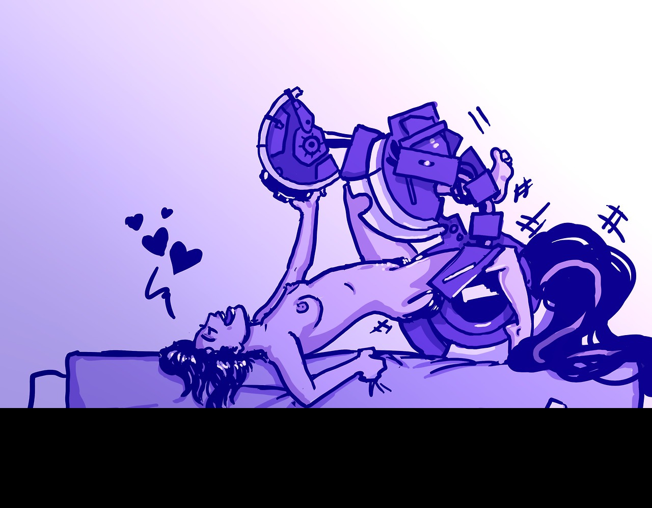 alternate_species anthro artificial_intelligence chell duo e621 face_grab female female/female genitals glados grabbing_sheets grinding happy happy_sex heart_symbol human human_on_anthro human_on_robot humanoid humanoidized interspecies machine mammal not_furry nude portal_(series) purple_theme robot robot_humanoid sex unknown_artist vaginal valve valve_corporation vulva