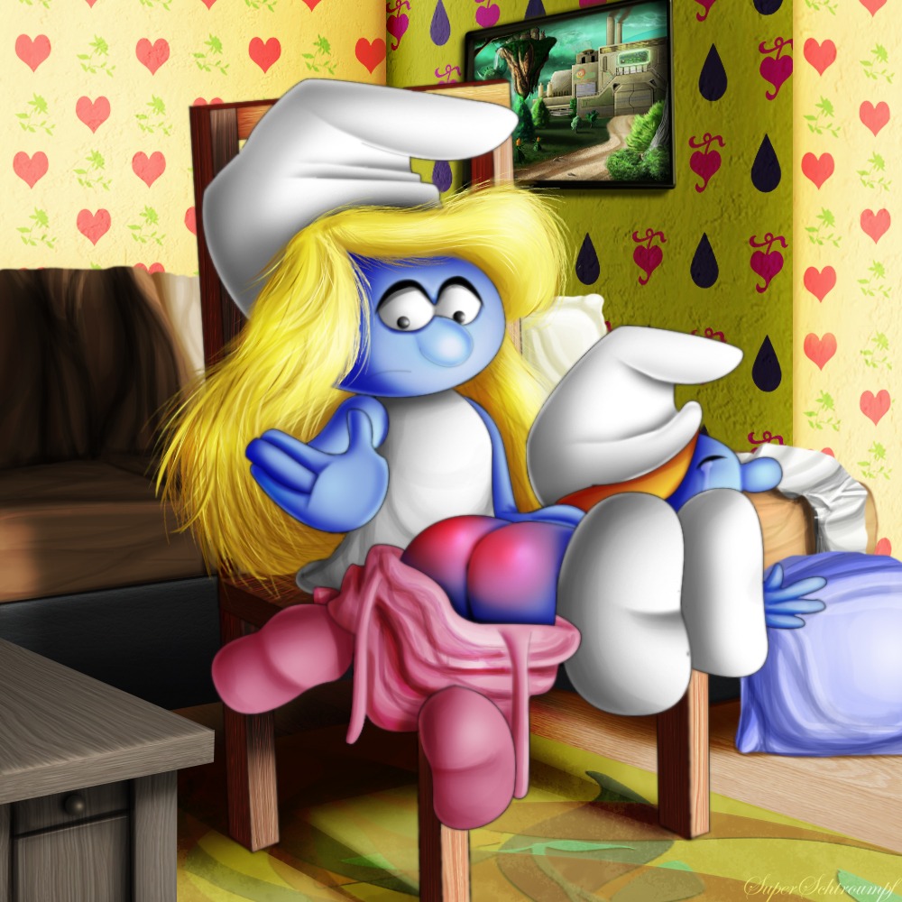 crying female rule34 sassette smurfette spanking superschtroumpf tagme the_smurfs
