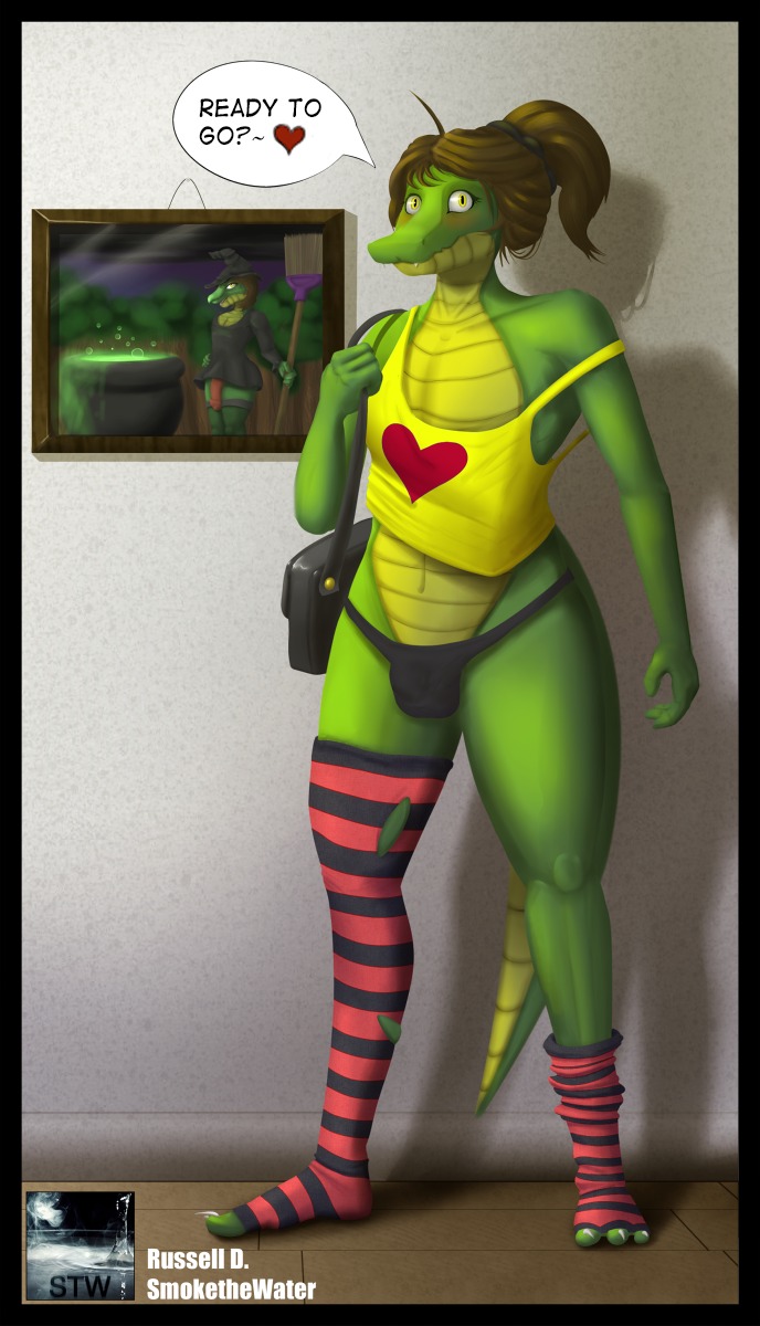 2014 3_toes ahoge alligator alligatorid anthro blush bulge claws clothed clothing crocodilian crossdressing digital_media_(artwork) dr_zombie e621 feet femboy footwear genitals hair hi_res legwear male panties pattern_clothing pattern_legwear paws penis photo plantigrade ponytail reptile russie scalie skimpy socks solo striped_clothing striped_legwear stripes text thigh_highs toe_claws toeless_footwear toeless_socks toes torn_clothing torn_legwear underwear