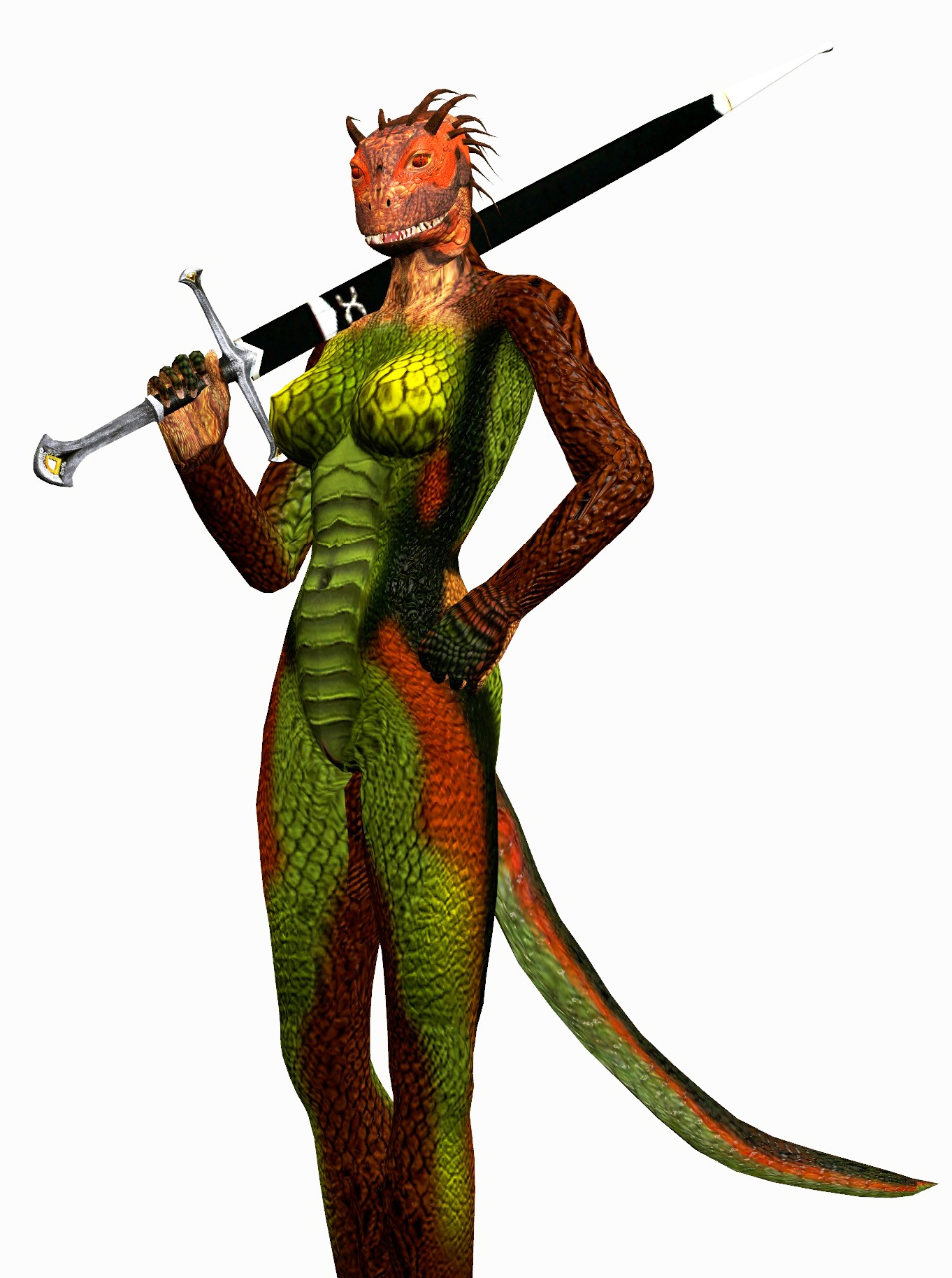 3d_(artwork) anthro argonian belly bethesda_game_studios biped black_body black_scales breasts brown_body brown_scales convincing_weapon digital_media_(artwork) e621 featureless_breasts female garry's_mod genitals green_belly green_body green_scales hand_on_hip hi_res holding_melee_weapon holding_object holding_sword holding_weapon humanoid_hands looking_at_viewer melee_weapon microsoft multicolored_body multicolored_scales navel non-mammal_breasts nude oblivion open_mouth pink_tongue pupils red_body red_eyes red_scales reptile savira scales scalie sharp_teeth simple_background slim slit_pupils solo standing sword tail teeth the_elder_scrolls tongue turtle-head vulva weapon white_background