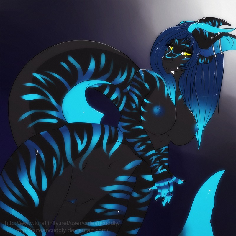 1:1 2014 anthro bioluminescence biped breasts cuteancuddly dragon e621 ear_piercing female genitals glowing glowing_nipples hair horn mythological_creature mythological_scalie mythology nipples non-mammal_breasts non-mammal_nipples nude piercing scalie solo standing tail vulva