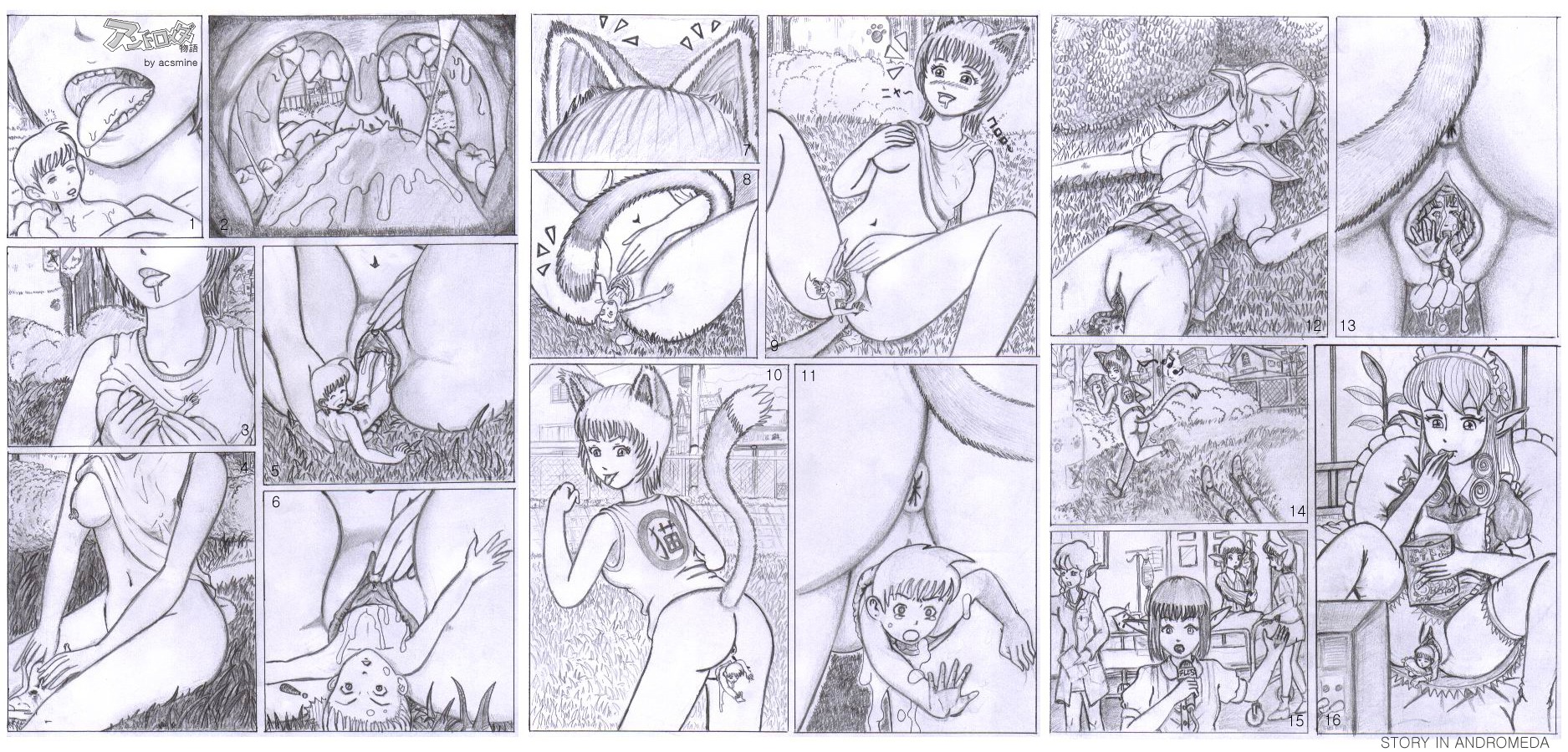 acsmine andromeda anus blood breasts character_request elf female female_pred giantess kemonomimi male male_prey micro micro_on_macro monochrome pussy pussy_juice rule34 saliva small_breasts unbirthing unwilling_prey urethra vore
