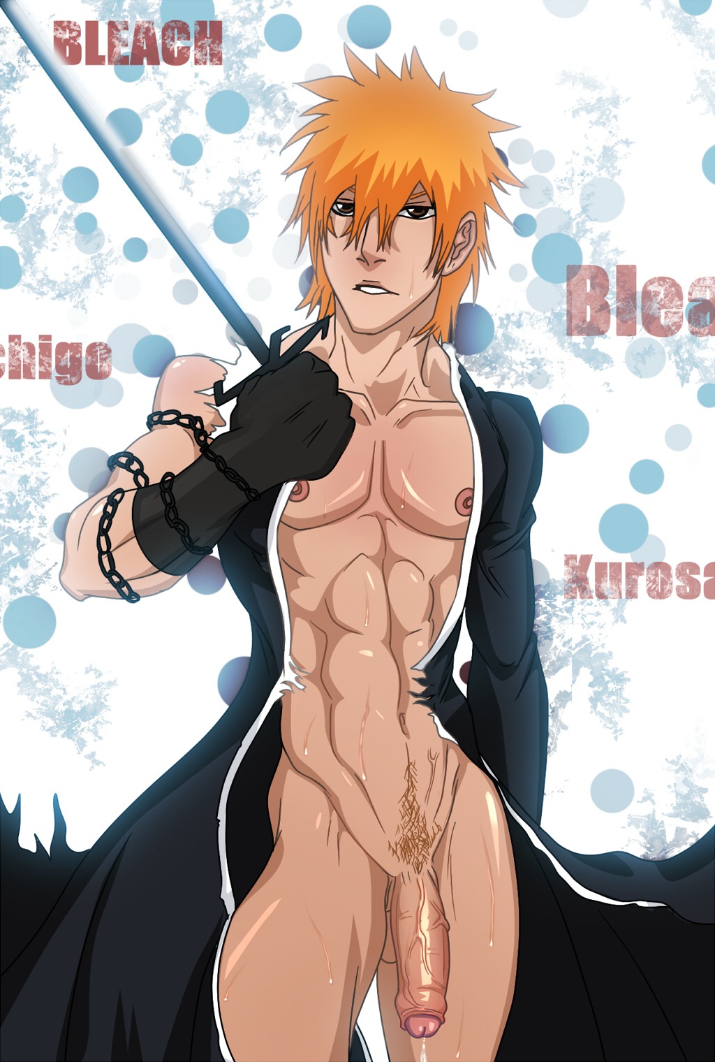 anma bleach foreskin ichigo_kurosaki male male_only partially_retracted_foreskin penis retracted_foreskin rule34 solo uncircumcised