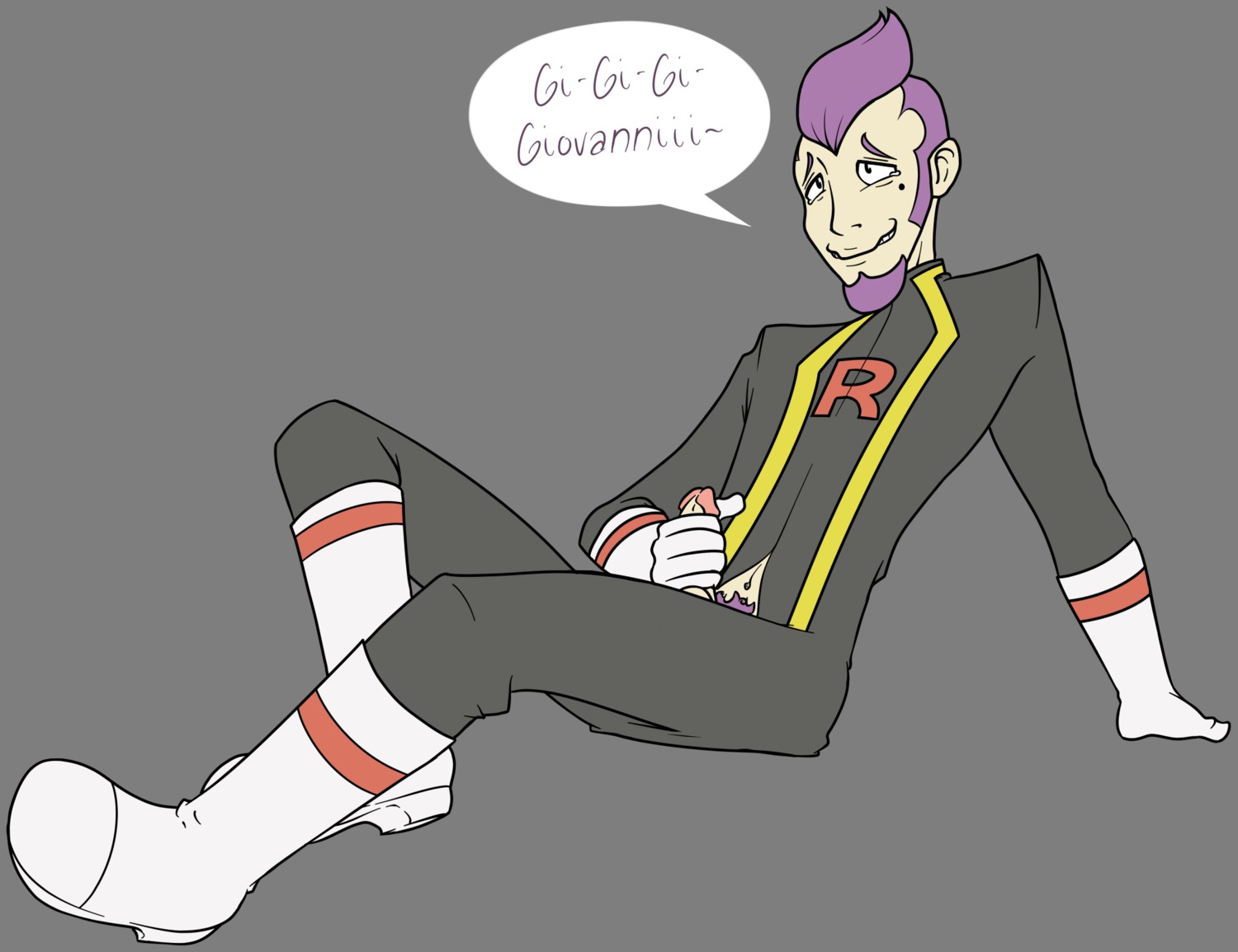 1boy clothes color hair human lambda_(pokemon) male male_only masturbation penis petrel_(pokemon) pokemon purple_hair rule34 sitting solo tagme team_rocket