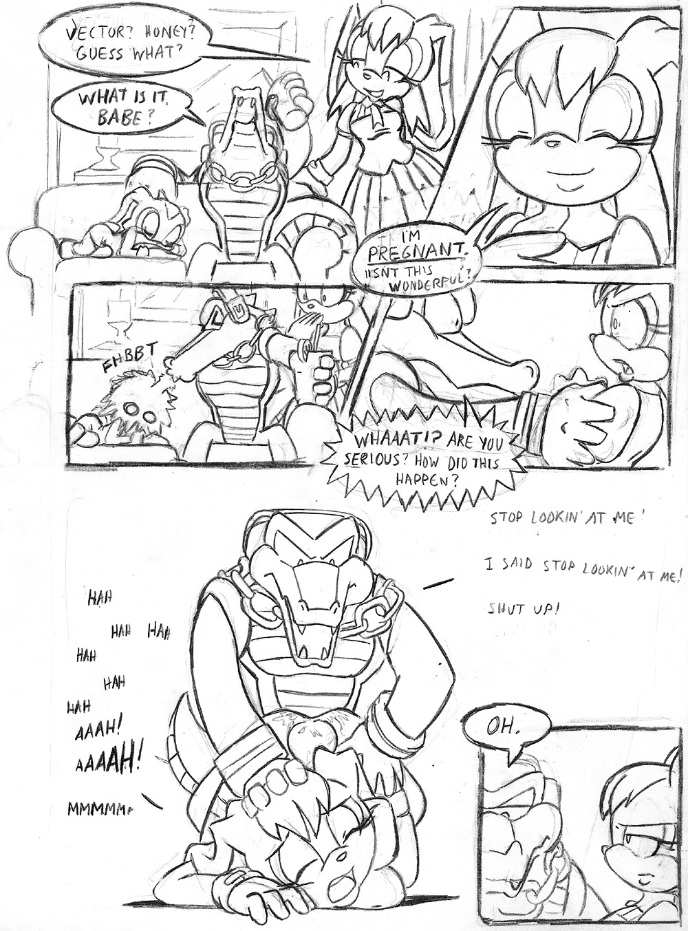 1boy 2girls anthro cream_the_rabbit crocodile crocodilian doggy_style english english_text epilepticgerbil female fur lagomorph male mammal monochrome rabbit rabbit_ears reptile rule34 scalie sega sex sonic_(series) sonic_the_hedgehog_(series) straight tagme vanilla_the_rabbit vector_the_crocodile