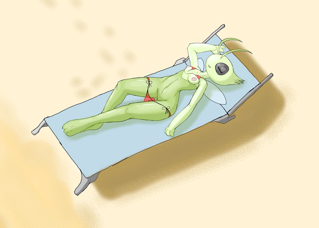 anthro beach breasts celebi closed_eyes color exposed_breasts eyes female female_only lying nintendo on_back outside pokemon pokemon_(species) pussy rule34 solo topless vulva