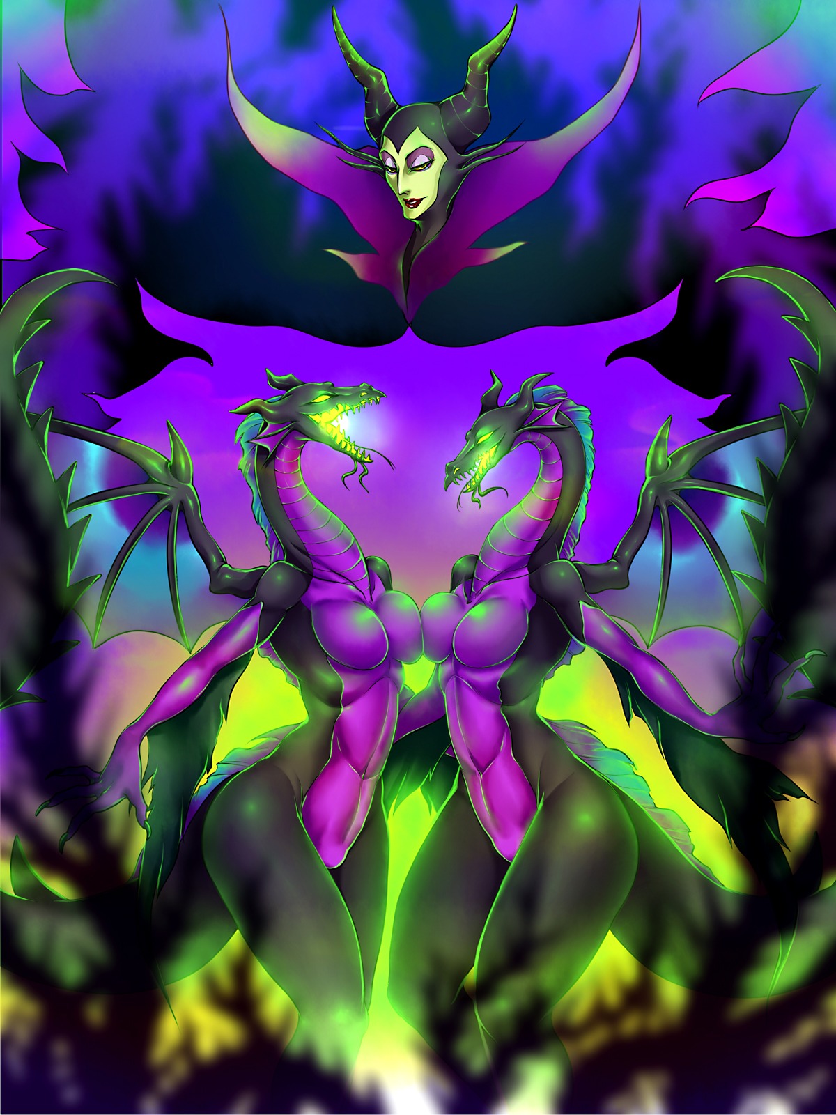 anthro disney disney_villains dragon female green_skin maleficent rule34 sleeping_beauty_(1959_film) tagme