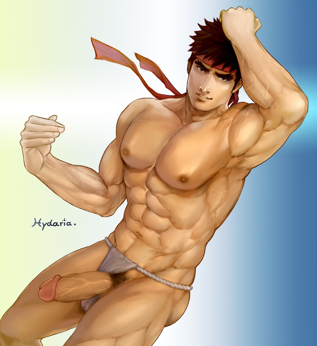 1boy abs bara biceps brown_hair capcom color headband human hydaria looking_at_viewer male male_focus male_only muscles muscular muscular_male partially_clothed pecs penis pubic_hair rule34 ryu_(street_fighter) short_hair smirk solo solo_focus solo_male street_fighter uncensored underwear underwear_aside veiny_muscles veiny_penis yaoi