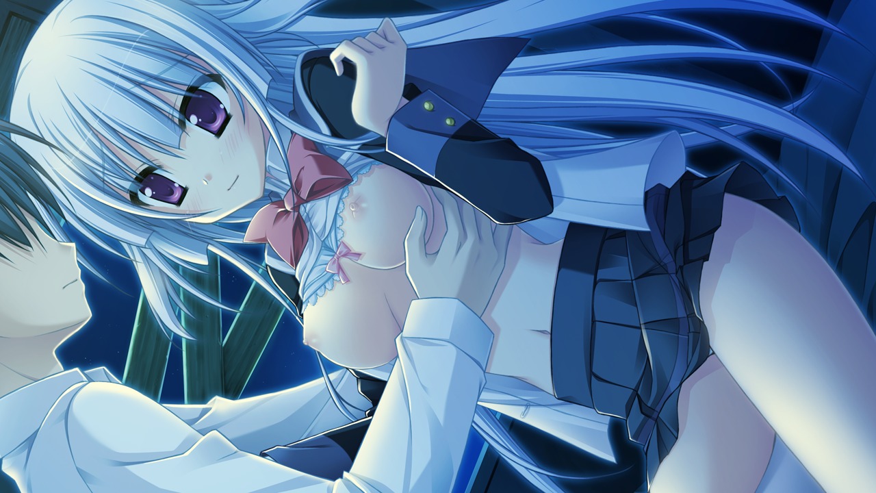 blush breasts female game_cg hatsuyuki_sakura hontani_kanae long_hair nipples rule34 saga_planets seifuku tamaki_sakura