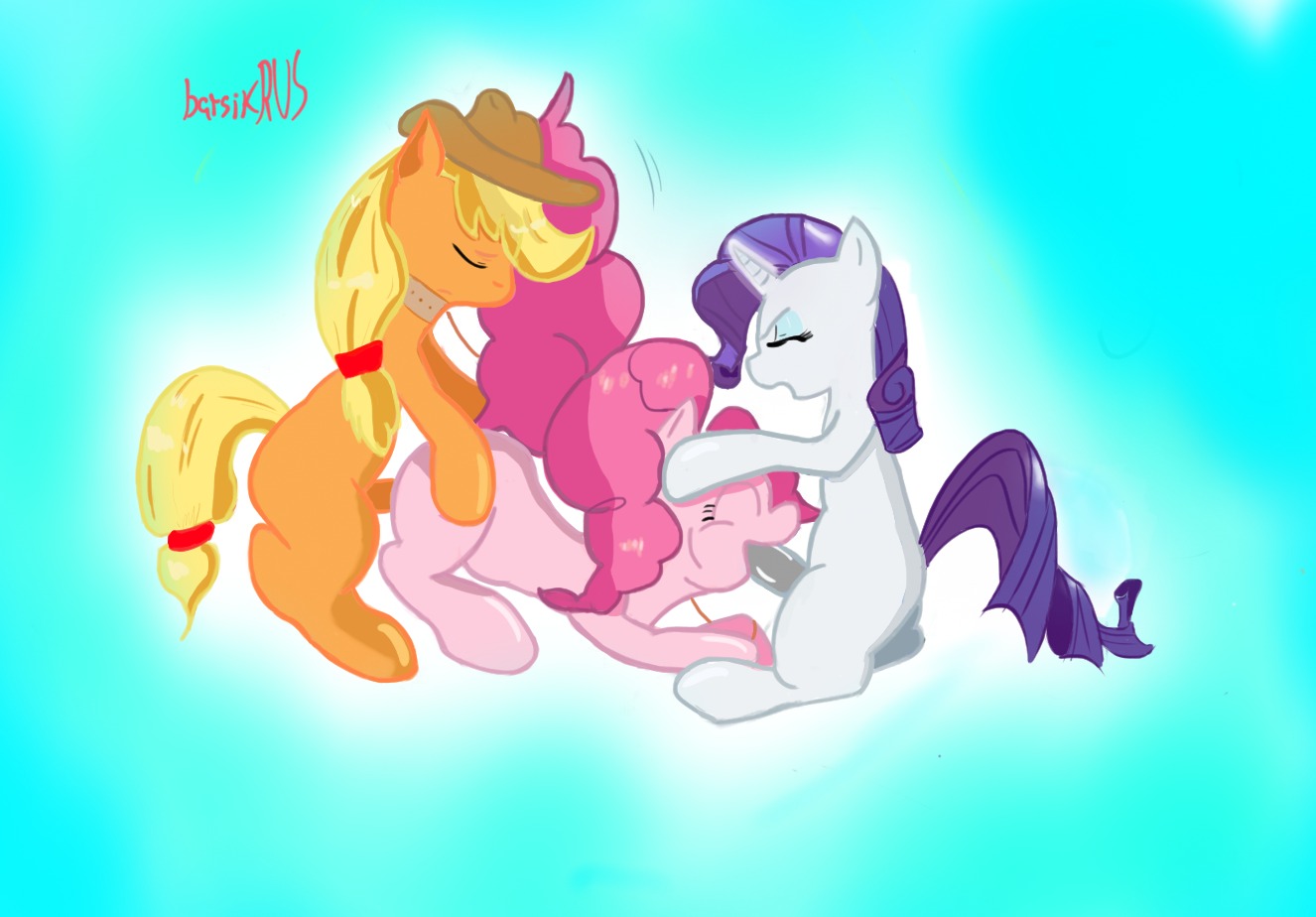 applejack_(mlp) barsikrus earth_pony equine female feral feral_on_feral friendship_is_magic fur futanari horse intersex my_little_pony mythological_creature mythological_equine mythology orange_fur pink_fur pinkie_pie_(mlp) pony rarity_(mlp) rule34 smooth_skin unicorn white_fur
