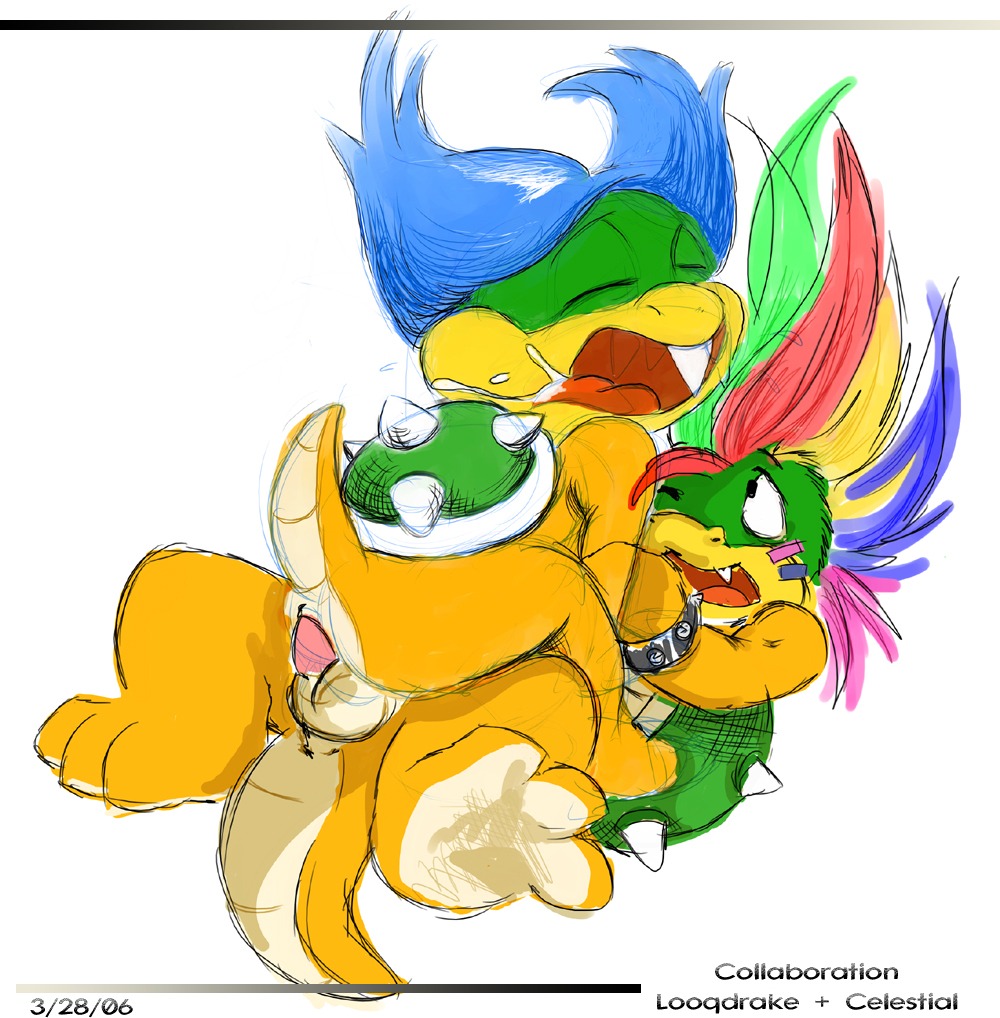 2006 anal anus balls barefoot celestial closed_eyes color drooling furry furry_only gay incest koopaling koopalings lemmy_koopa looqdrake ludwig_von_koopa lying male male_only mario_(series) nintendo no_humans nude on_back open_mouth penetration penis reptile rule34 scalie sex sketch straight_hair super_mario_world tongue tongue_out video_games