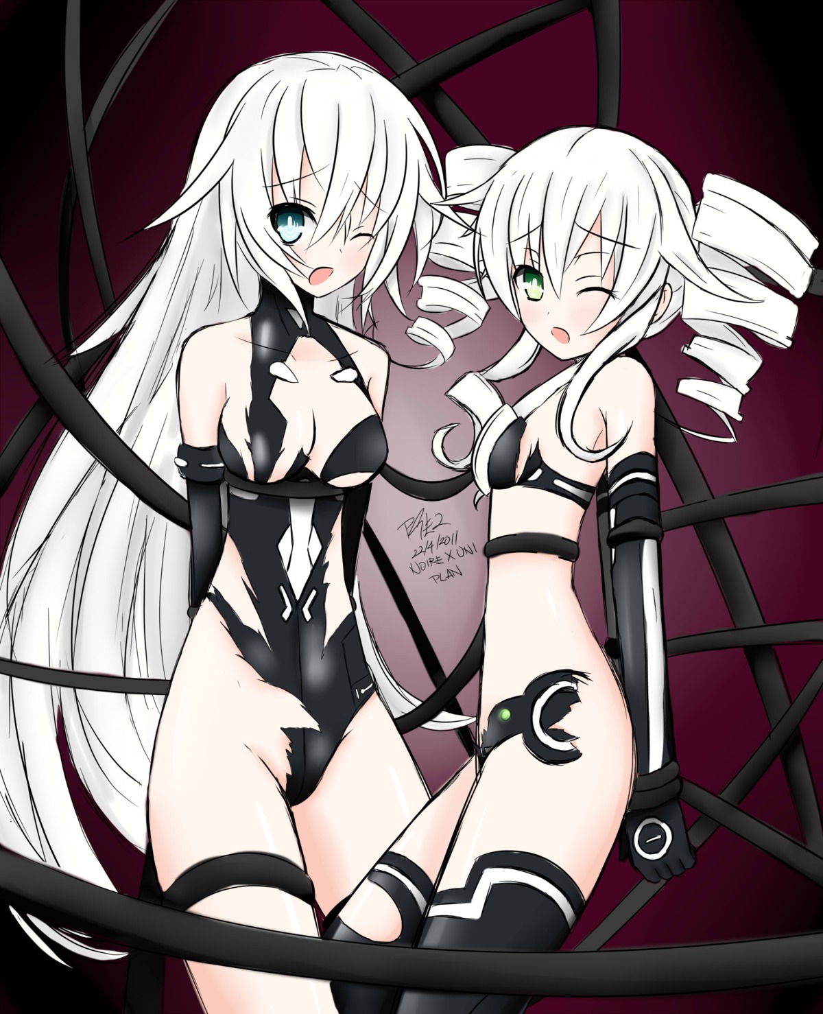 black_heart black_sister female neptunia_(series) noire pointy_chin rule34 uni_(neptunia)