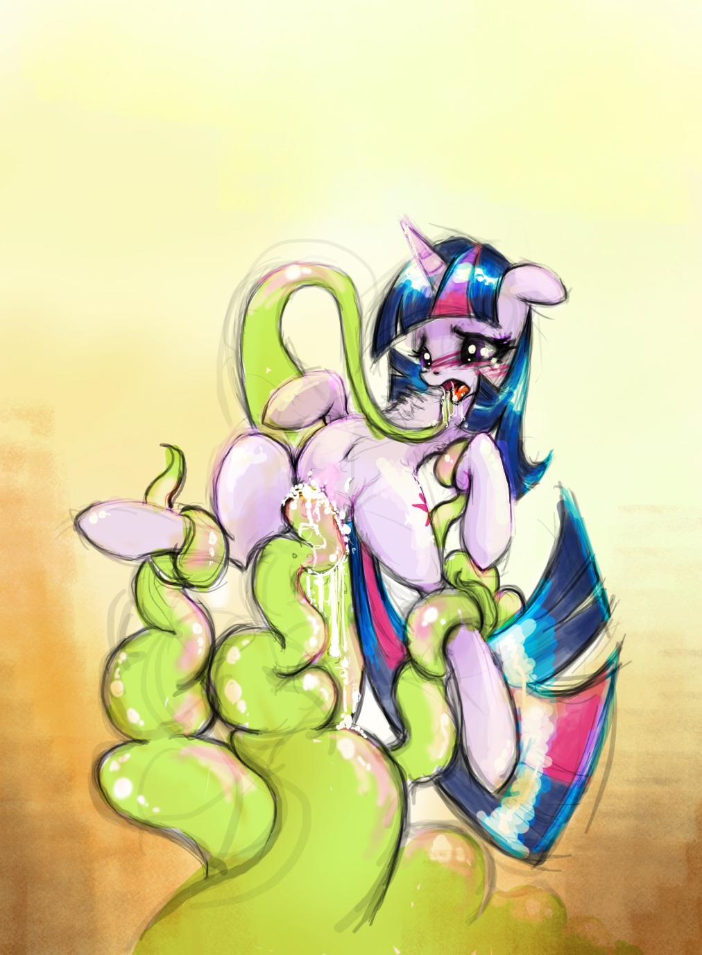 2012 arm_grab bodily_fluids cum cutie_mark digital_media_(artwork) drooling e621 equid equine female feral foxinshadow friendship_is_magic front_view fully_restrained fur genital_fluids genitals green_tentacles hair hasbro hi_res horn leg_grab lifted long_hair mammal masturbation multicolored_hair my_little_pony mythological_creature mythological_equine mythology navel oral purple_body purple_fur purple_hair quadruped restrained saliva solo tail tentacles twilight_sparkle_(mlp) two_tone_hair unicorn vaginal vaginal_fluids vaginal_masturbation vulva