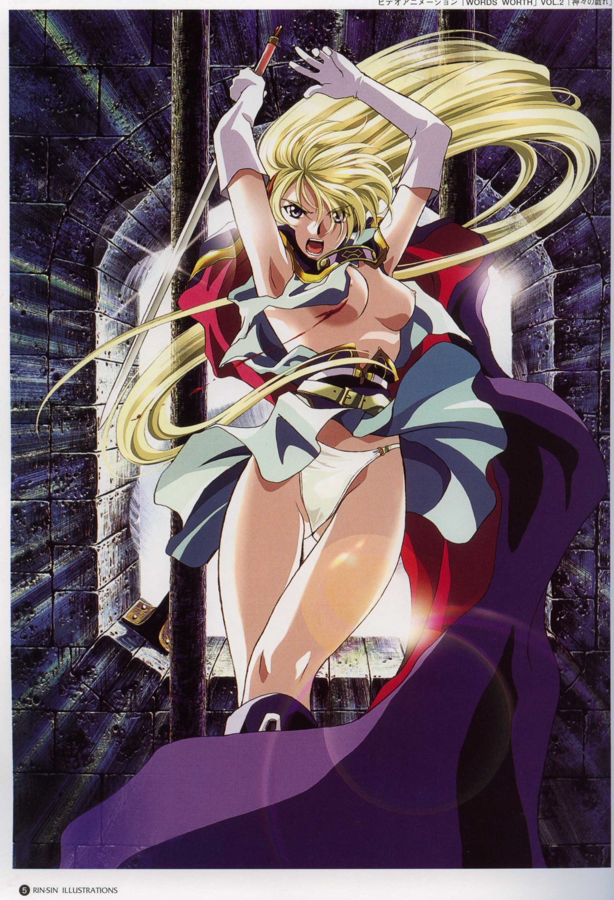 1girls blonde_hair blood blue_eyes boots breasts cape clothing female high_resolution light-skinned_female light_skin nipples no_bra pale-skinned_female pale_skin panties rin-sin rule34 sharon_(words_worth) solo sword underwear weapon white_panties words_worth
