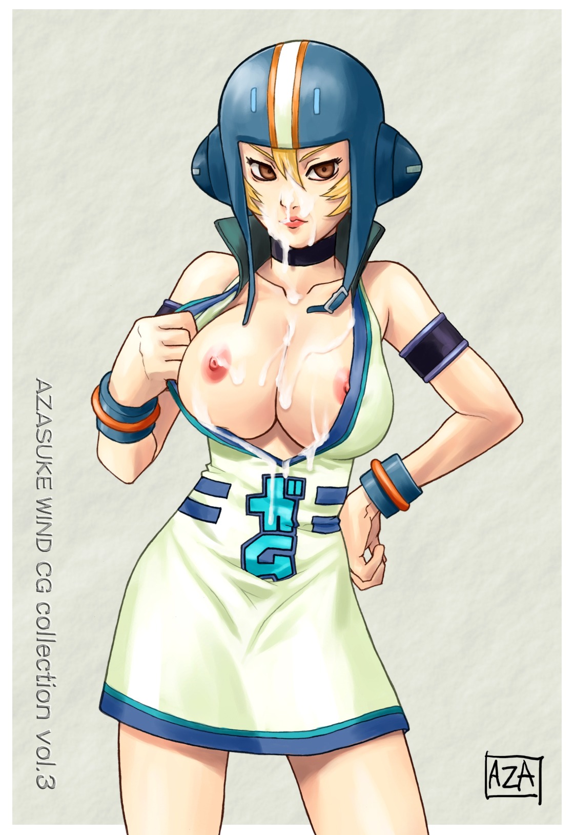 azasuke breasts bukkake cum cum_on_body cum_on_breasts cum_on_upper_body facial female female_only gum_(jsr) highres jet_set_radio nipples rule34 sega shirt_pull
