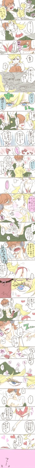 blonde_hair blush bra briefers_rock censored comic fellatio female handjob heart high_resolution lingerie long_image male nail_polish oral orange_hair panties panty_&amp;_stocking_with_garterbelt panty_anarchy penis rule34 sketch translation_request underwear undressing yuri_(freedom)