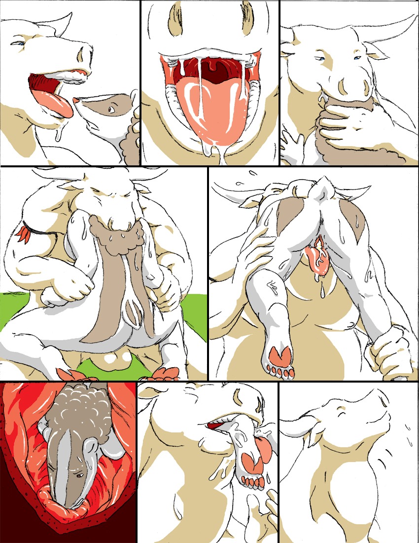 anthro anthro_pred anthro_prey anus badger balls bodily_fluids bovid bovine breasts butt codje_(reiger) comic cum cum_in_mouth cum_in_vagina cum_inside cum_on_self digital_media_(artwork) dio_(reiger) duo e621 european_mythology female female_prey genital_fluids genitals greek_mythology head_first horn internal male male/female male_pred mammal minotaur mouth_shot mustelid musteline mythology open_mouth oral_vore overweight reiger saliva same_size_vore side_boob slightly_chubby soft_vore teeth throat tongue uvula vore vulva white_balls