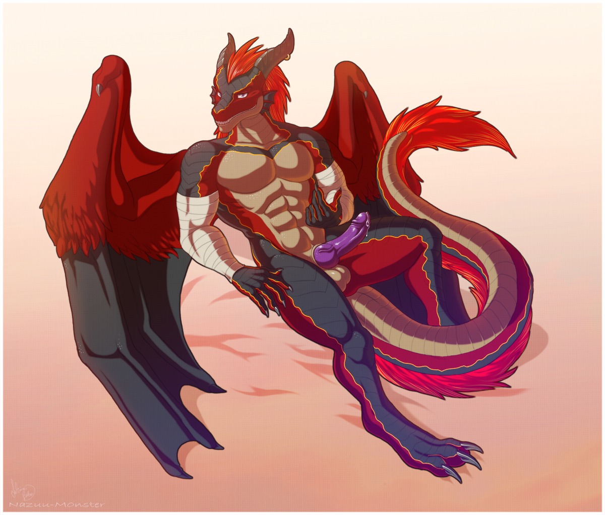1boy 2011 bandage black claws cum dragon erection fur furry-specific_piercing grey grin hair hindpaw horn horn_piercing knot long_hair looking_at_viewer male male_only muscles nazuu-m0nster nude paws penis piercing precum purple_eyes purple_penis red red_hair reptile rule34 scalie sitting solo spikes spread_legs spreading sulfer tail tail_tuft teeth thighs tuft veins wings yellow