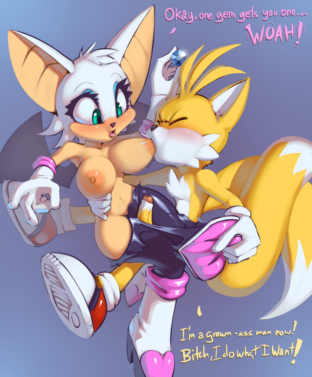 2013 2_tails age_difference anthro areola armwear assisted_exposure bat big_breasts black_nose blonde_hair blush boots breast_play breast_suck breasts canid canine clothing dialogue digital_media_(artwork) duo e621 elbow_gloves english_text erection eyes_closed eyeshadow female footwear foreskin fox fur gem genitals gloves green_eyes hair handwear heart_symbol hi_res high_heeled_boots high_heels huge_breasts humanoid_genitalia humanoid_penis larger_female larger_sub makeup male male/female mammal miles_prower mostly_nude multi_tail navel nipple_dip nipples older_female open_mouth partially_retracted_foreskin penis prostitution rouge_the_bat sega sex shoes short_hair shota size_difference smaller_male sonic_the_hedgehog_(series) submissive sucking tail text thefuckingdevil thigh_sex undressing white_body white_fur white_hair wide_hipped_female wide_hips yellow_body yellow_fur young young_anthro younger_male