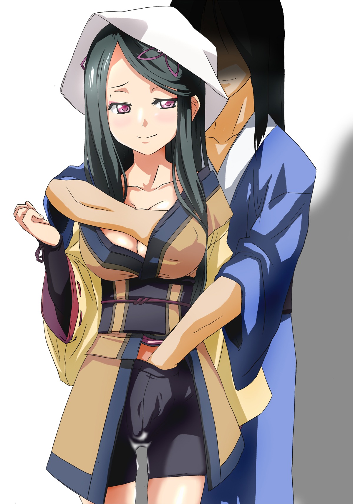 black_hair blush breasts cleavage female fingering groping highres japanese_clothes kimono panties purple_eyes pussy pussy_juice rule34 rune_factory rune_factory_3 shinonome shinonome_(rune_factory) smile underwear wet_panties