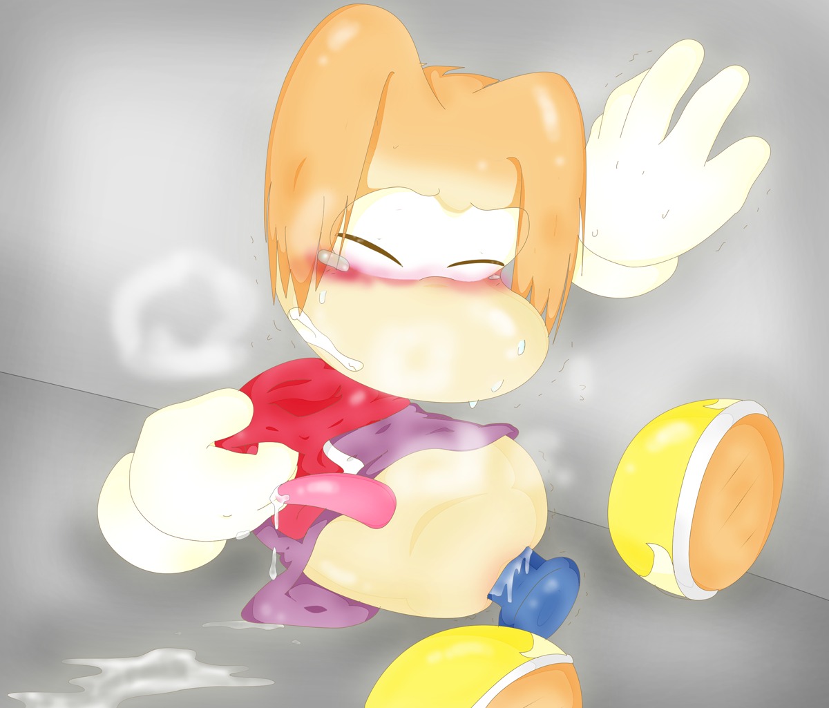 1boy anal_insertion blush cum male male_only masturbation penis rayman rayman_(series) rule34 solo sweat tears toy