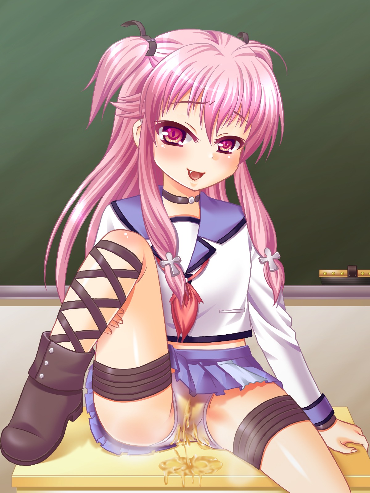 1girls angel_beats! dirty_panties female female_only pee peeing rule34 solo stained_panties tagme urine young yui_(angel_beats!)
