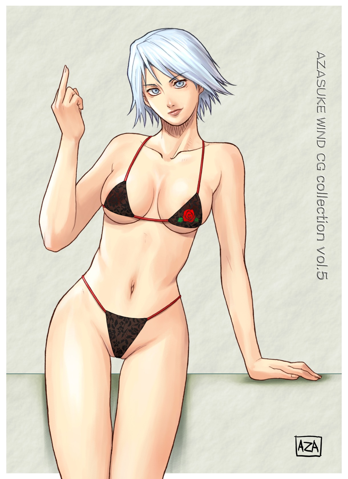 azasuke bikini christie_(doa) dead_or_alive female female_only highres human middle_finger rule34 solo swimsuit tecmo