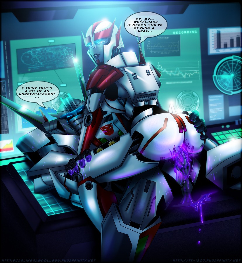 ass ass_grab color cowgirl_position cum dialog english_text female indoors male purple_cum pussy ratchet_(transformers) robot robot_boy rule34 rule_63 scarlingragdoll666 sex speech_bubble straight text transformers vaginal_penetration wheeljack