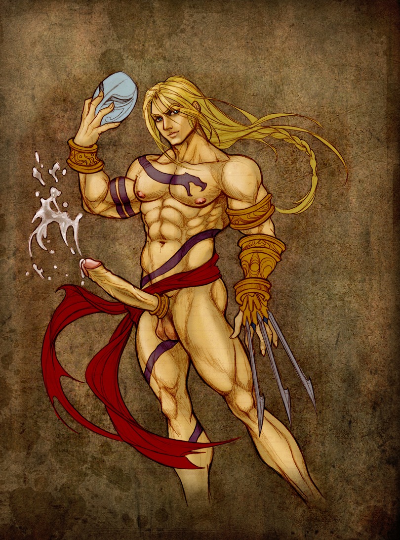1boy abs balls blonde blonde_hair blue_eyes brown_background cum cum_on_penis ejaculation erection holding_object huge_cock huge_penis human human_only long_hair looking_at_viewer male male_nipples male_only mask muscles muscular muscular_male naked nipples nude nude_male pecs penis rule34 six_pack solo solo_male street_fighter tattoo tattoo_on_arm tattoo_on_chest tattoo_on_leg vega_(street_fighter) veiny_penis