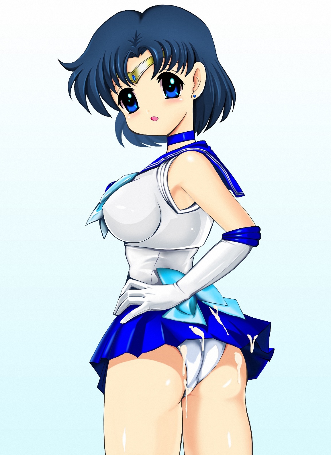 ami_mizuno bishoujo_senshi_sailor_moon blue_eyes blue_hair blush breasts choker clothing cum female female_only highres human large_breasts panties pirochi rule34 sailor_mercury short_hair skirt small_breasts smile solo straight_hair underwear