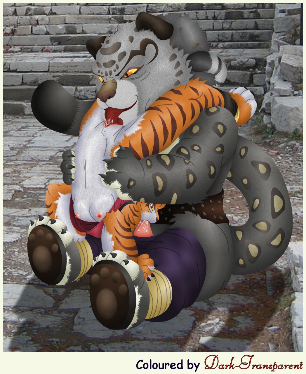 69_position anthro bottomwear breasts clothing cunnilingus dark-transparent dktorzi dreamworks duo e621 felid fellatio female genitals hi_res kung_fu_panda leopard leopard_spots male male/female mammal master_tigress oral orange_eyes pantherine pants penile penis purple_bottomwear purple_clothing purple_pants red_eyes sex snow_leopard spots tai_lung_(kung_fu_panda) tail tiger vaginal vulva