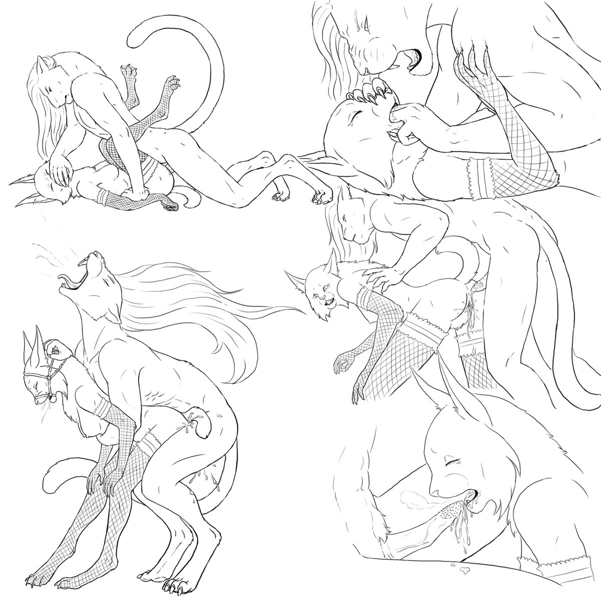 1:1 animal_genitalia animal_penis anthro anthro_on_anthro bagheera black_and_white bodily_fluids breasts clothing cum cum_in_mouth cum_in_vagina cum_inside duo e621 erection felid feline feline_genitalia feline_penis female genital_fluids genitals hi_res legwear lynx male male/female mammal monochrome mostly_nude nude penile_spines penis sex sketch stockings tail vulva