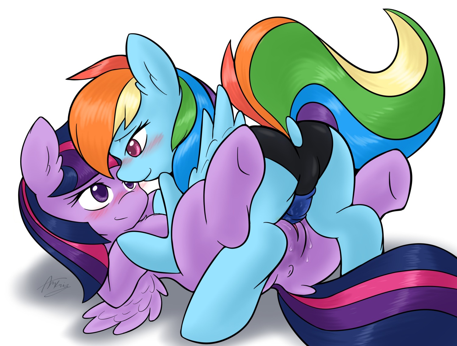 2014 absurd_res ambris anus blue_body blue_fur blush dildo dock_(anatomy) duo e621 equid equine feathered_wings feathers female female/female friendship_is_magic fur genitals hair hasbro hi_res horn mammal multicolored_hair multicolored_tail my_little_pony mythological_creature mythological_equine mythology pegasus penetration pink_eyes purple_body purple_eyes purple_fur purple_hair rainbow_dash_(mlp) rainbow_hair rainbow_tail sex sex_toy sex_toy_in_vagina sex_toy_insertion simple_background strapon strapon_in_pussy strapon_insertion strapon_sex tail toying_partner twilight_sparkle_(mlp) two_tone_hair vaginal vaginal_penetration vulva wearing_strapon white_background winged_unicorn wings