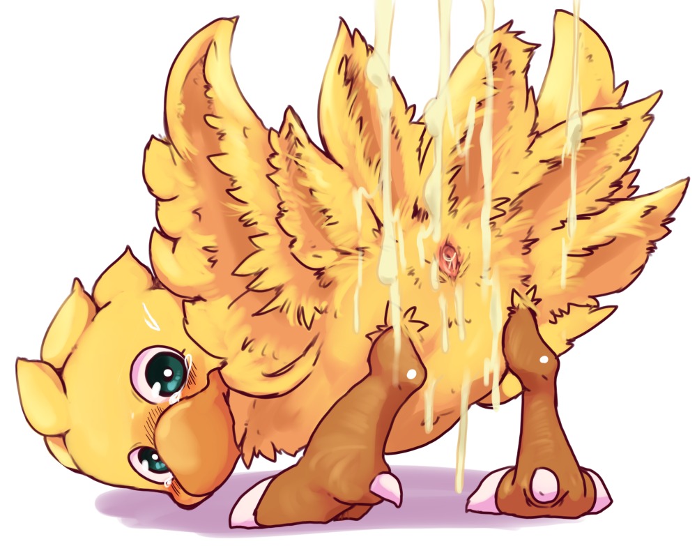 2_toes after_sex ambiguous_gender animal_genitalia avian avian_butt barefoot beak bird bodily_fluids boko butt chicken chocobo chocobo_tales claws cloaca crying cum cum_on_butt cum_on_leg dagasi digital_media_(artwork) e621 feathers feet feral final_fantasy final_fantasy_fables galliform genital_fluids genitals glistening looking_at_viewer messy nude phasianid presenting presenting_cloaca shadow simple_background solo square_enix standing teal_eyes tears toe_claws toes white_background young young_feral