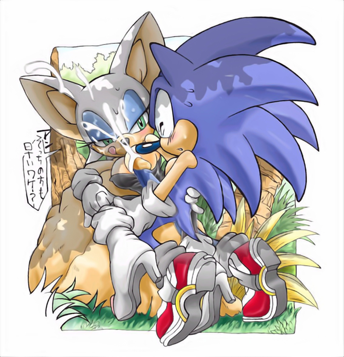 1boy 1girls 2d anthro bat blue_fur boots breasts closed_eyes cum cumshot day duo erection erosuke exposed_torso female footwear fur furry furry_only green_eyes handwear handwear_and_footwear_only hedgehog high_heels interspecies looking_back male mammal mobian mobian_(species) mobian_bat naked_footwear nude orgasm outdoors penis premature_ejaculation rouge_the_bat rule34 sega sex shoes soap_shoes sonic_(series) sonic_adventure_2 sonic_the_hedgehog sonic_the_hedgehog_(series) straight straight_hair sweat tail tongue