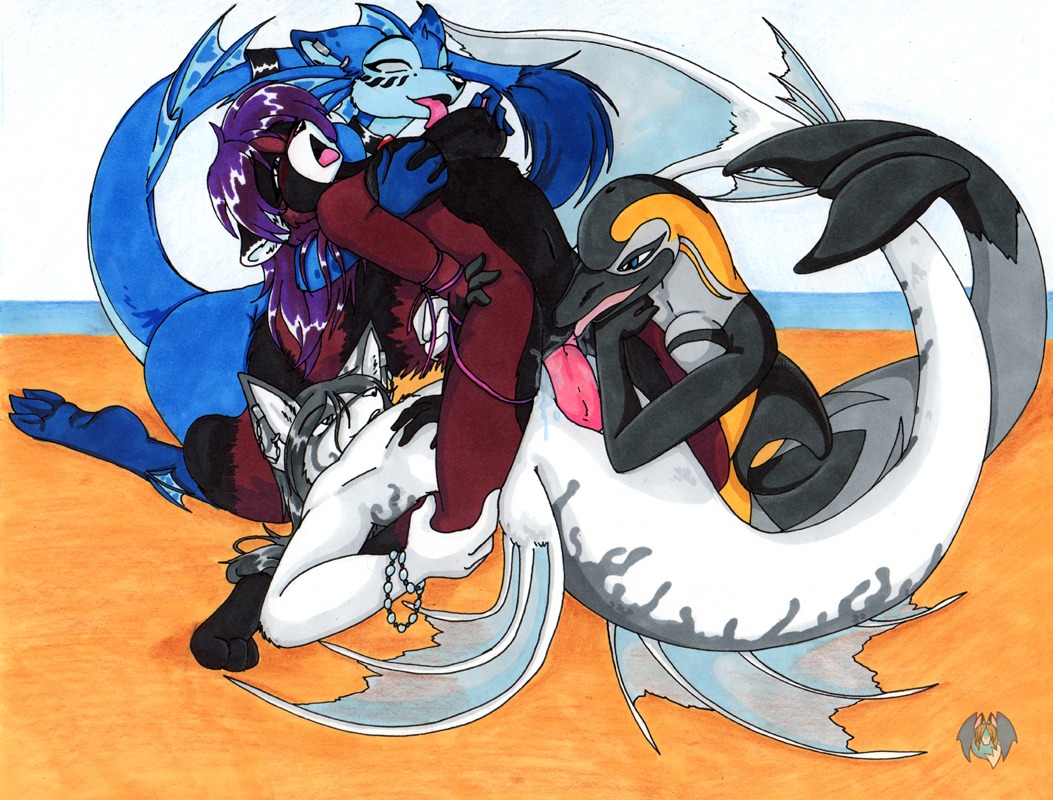2010 ailurid anthro anthro_on_anthro anthrofied aqua_(tierafoxglove) aquatic beach breast_lick breast_play breasts cetacean common_dolphin cunnilingus detailed_background dolphin e621 ear_piercing erection eyes_closed female foursome genitals group group_sex interspecies licking lying male male/female mammal nude nude_beach oceanic_dolphin on_back oral outside penetration penis phina_(tierafoxglove) piercing red_panda sand seaside sex sex_on_the_beach sky tail tierafoxglove tongue tongue_out toothed_whale vaginal vaginal_penetration vulva water