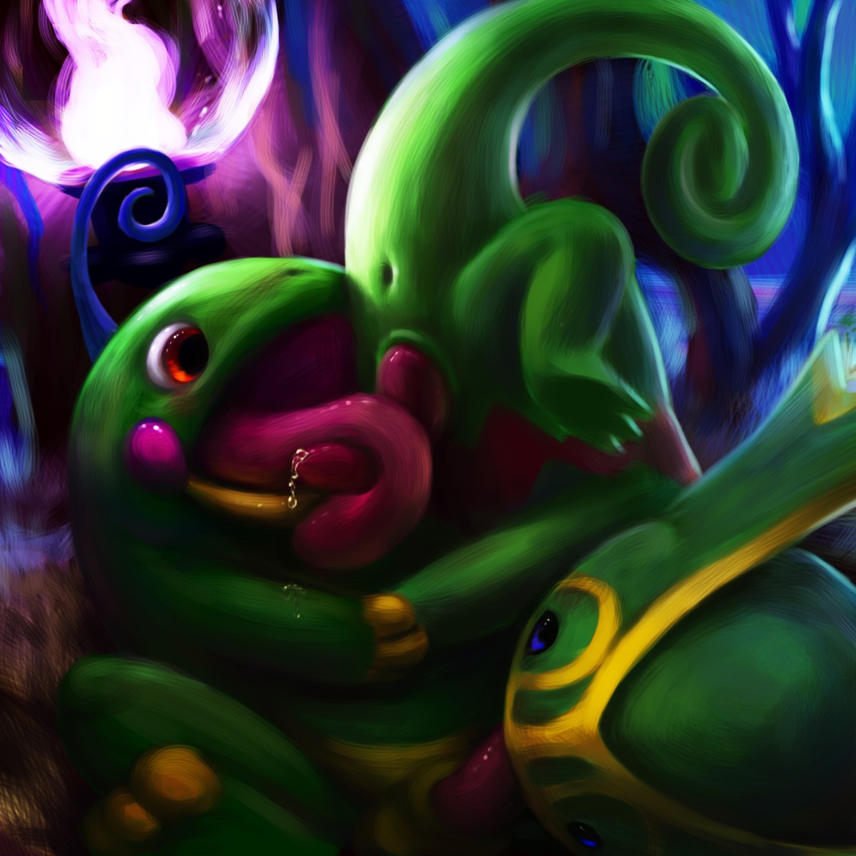 color fellatio feral insertion interspecies kakureon kecleon male male_only multiple_males nude nyorotono oral penis pokemon pokemon_gsc pokemon_rse politoed precum rule34 tongue yaoi