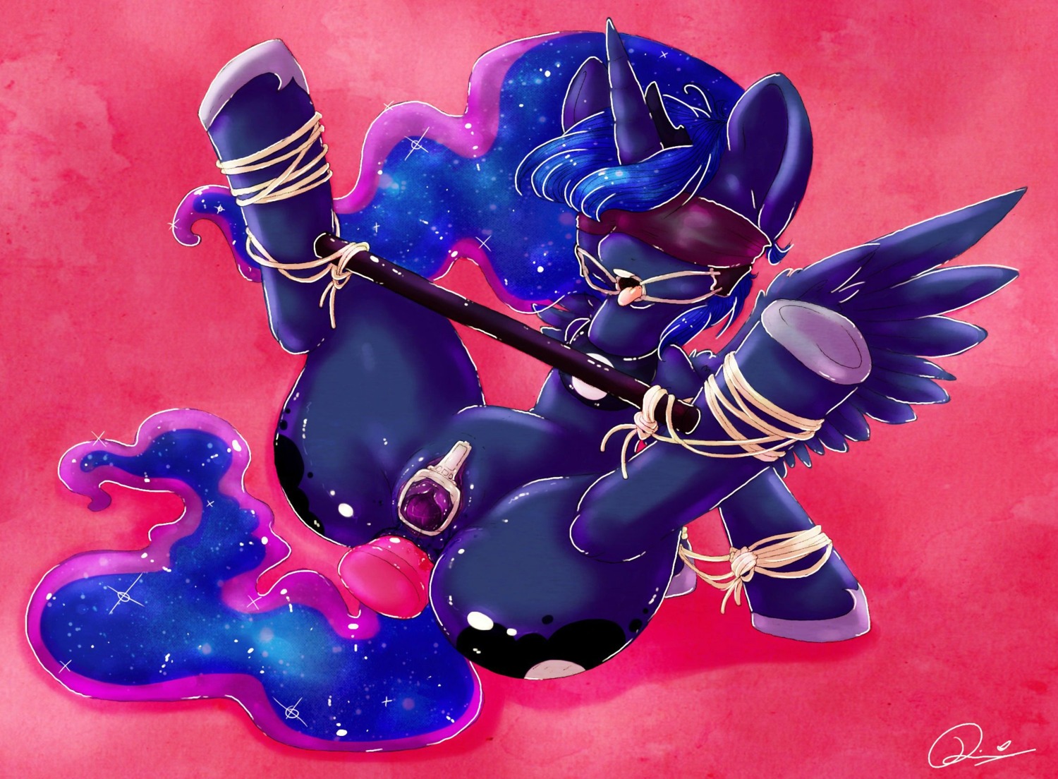 anal anal_masturbation anal_penetration blindfold blue_body blue_feathers blue_fur blue_hair bound cutie_mark dildo dimwitdog e621 equid equine feathered_wings feathers female feral friendship_is_magic fur gag genitals hair hasbro hi_res horn mammal masturbation my_little_pony mythological_creature mythological_equine mythology open_mouth_gag penetration princess_luna_(mlp) restraints ring_gag sex_toy simple_background solo speculum spread_legs spread_vulva spreader_bar spreading submissive submissive_female tongue toying_self vaginal vaginal_masturbation vulva winged_unicorn wings