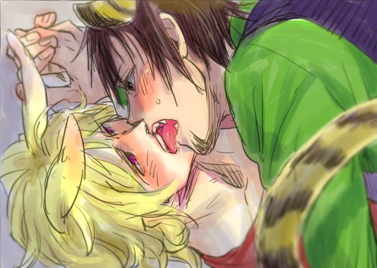 2boys animal_ears barnaby_brooks_jr. gay kissing kotetsu_t._kaburagi male male_only rule34 tagme tail tiger_and_bunny wild_tiger yaoi