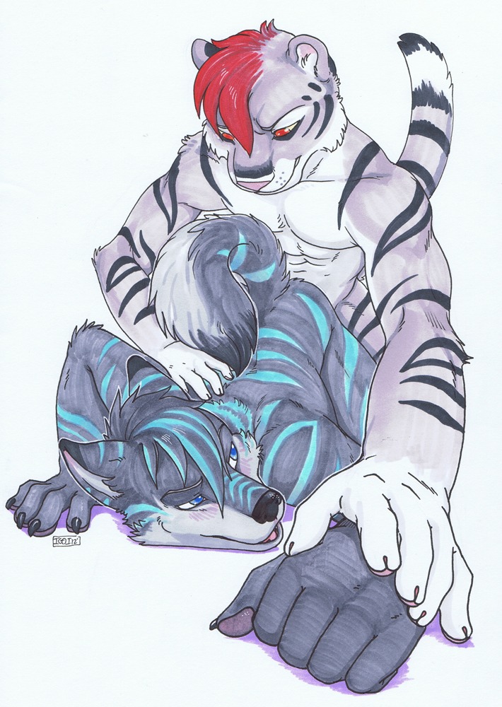 anal anal_penetration anthro blush canid canine canis deep_penetration duo e621 felid from_behind_position fur hair iggi interspecies male male/male male_penetrated male_penetrating male_penetrating_male mammal markings pantherine penetration sex tail tiger wolf