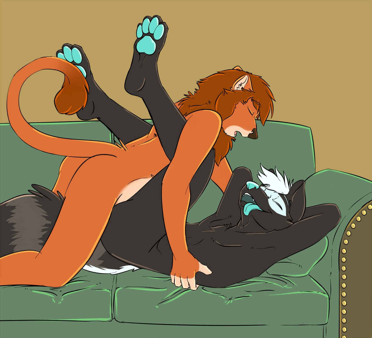 2012 4_toes anal anal_penetration anthro anvil_position ass_up black_body black_fur blue_body blue_fur blue_pawpads blue_tongue brown_hair digital_media_(artwork) digitigrade duo e621 eyes_closed feet felid foot_focus from_front_position fur furniture grey_body grey_fur hair hands_behind_head higsby hindpaw inner_ear_fluff inside interspecies legs_up lion lying male male/male male_penetrated male_penetrating male_penetrating_male mammal markings mephitid missionary_position moan multicolored_body multicolored_fur nude on_back open_mouth orange_body orange_fur pantherine pawpads paws penetration ring_(marking) ringed_tail sex skunk smile sofa soles striped_markings striped_tail stripes tail tail_markings tan_body tan_fur toes tongue tongue_out tuft two_tone_body two_tone_fur white_hair