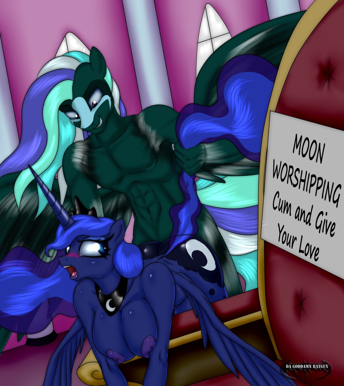 2013 abs ambiguous_penetration anthro anthrofied areola big_breasts blue_eyes blue_hair blush breast_squish breasts butt cutie_mark da_goddamn_batguy duo e621 english_text equid equine erect_nipples feathered_wings feathers female female_penetrated friendship_is_magic from_behind_position gaillen_(oc) grin hair hasbro hi_res horn long_hair male male/female male_penetrating male_penetrating_female mammal multicolored_hair my_little_pony mythological_creature mythological_equine mythology navel nipples open_mouth pegasus penetration princess_luna_(mlp) purple_eyes sex sign smile squish teeth text winged_unicorn wings