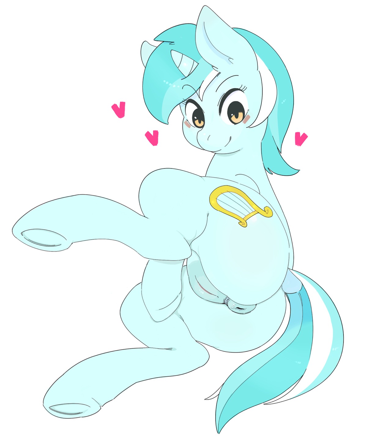 anus blush butt e621 equid equine female feral friendship_is_magic genitals hasbro hi_res hooves horn japananon lyra_heartstrings_(mlp) mammal my_little_pony mythological_creature mythological_equine mythology presenting puffy_anus solo unicorn vulva
