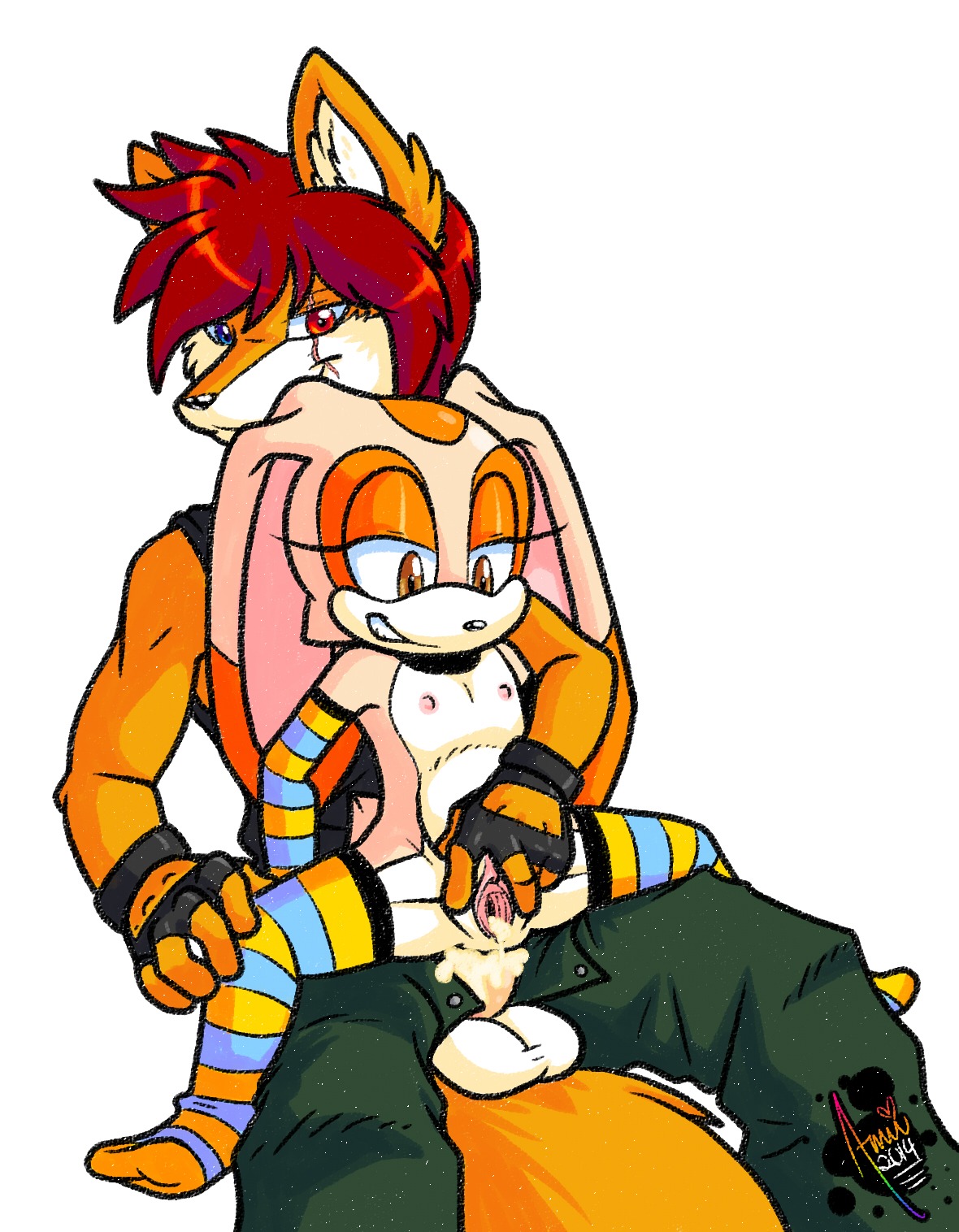 amuzoreh anal anal_penetration anthro bodily_fluids bottomwear canid canine canon_x_oc clothed clothing cream_the_rabbit cum cum_inflation cum_inside duo e621 erection excessive_cum excessive_genital_fluids fan_character female female_penetrated footwear fox fully_clothed genital_fluids genitals hi_res inflation kai_the_fox kiyoshi_fox lagomorph larger_male leaking legwear leporid loli male male/female male_penetrating male_penetrating_female mammal mostly_nude nipples open_bottomwear open_clothing open_pants pants penetration penis rabbit sega sex size_difference smaller_female smaller_penetrated socks sonic_the_hedgehog_(series) vulva young young_anthro young_female