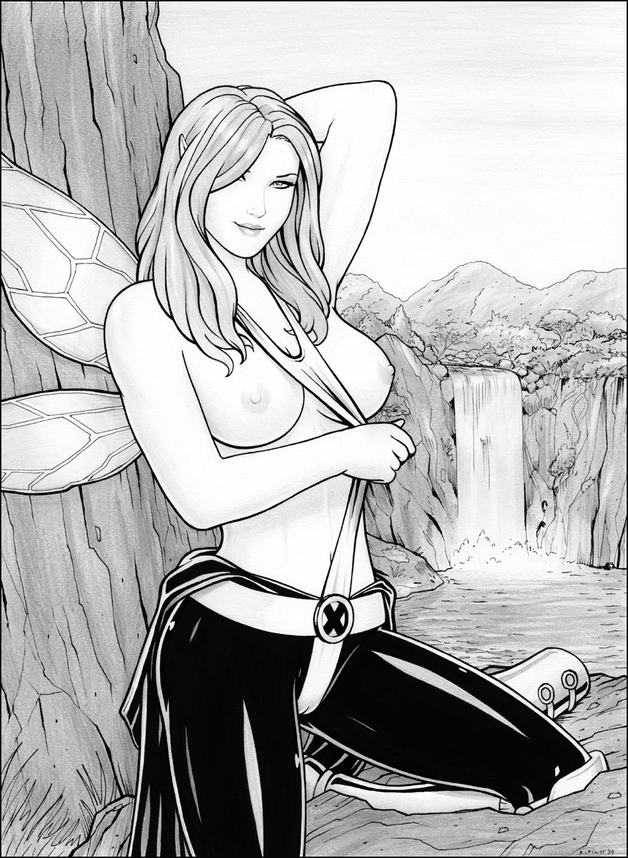 elf_ears fae faerie fairy fairy_wings female fey insect_wings marvel marvel_comics megan_gwynn new_x-men nude pixie pixie_(x-men) pixie_wings pointed_ears pointy_ears rplatt rule34 sketch straight_hair x-men