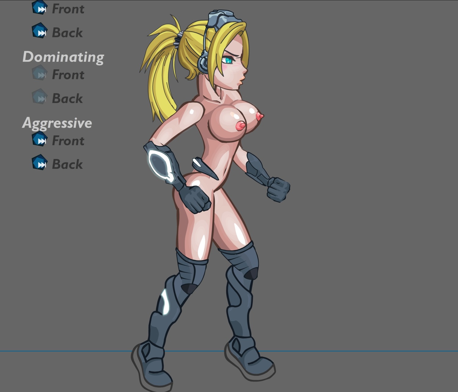1girls ass big_breasts blonde_hair blue_eyes breasts english_text female female_only game ghost_(starcraft) long_hair nipples nova_(starcraft) rule34 simple_background solo solo_female starcraft technology terran text